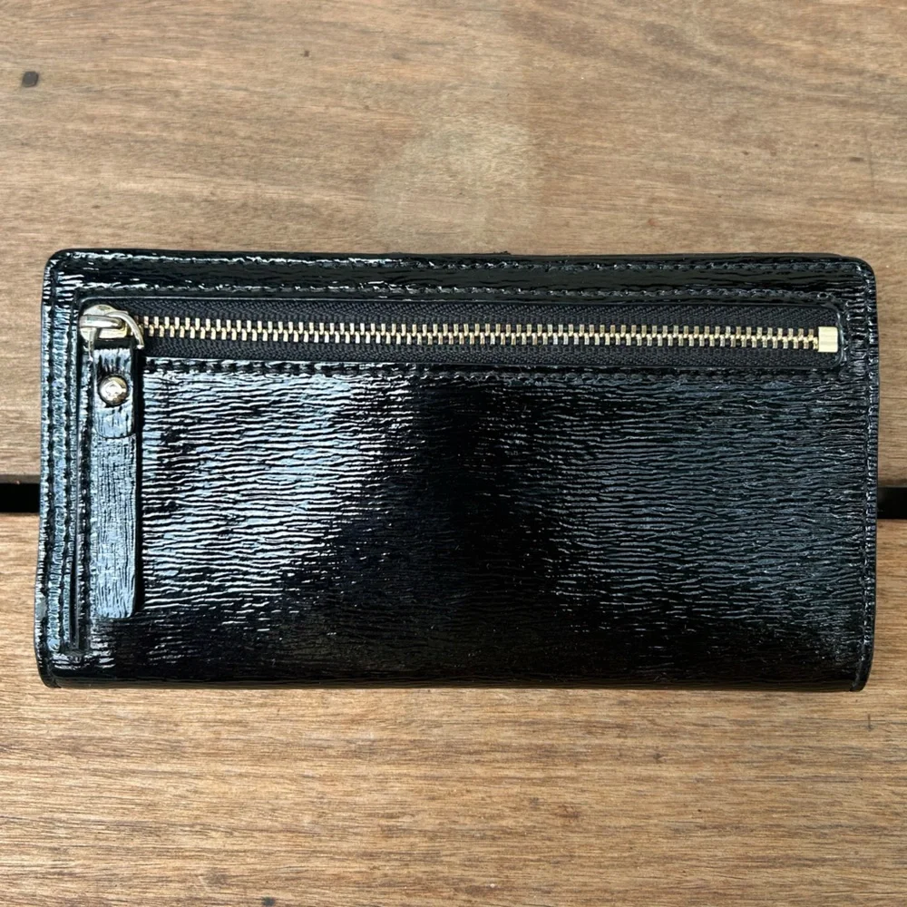 Kate Spade New York Stacy Bow Montford Park Wallet Billfold Black Leather